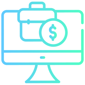 Symbol Computer mit Dollarzeichen