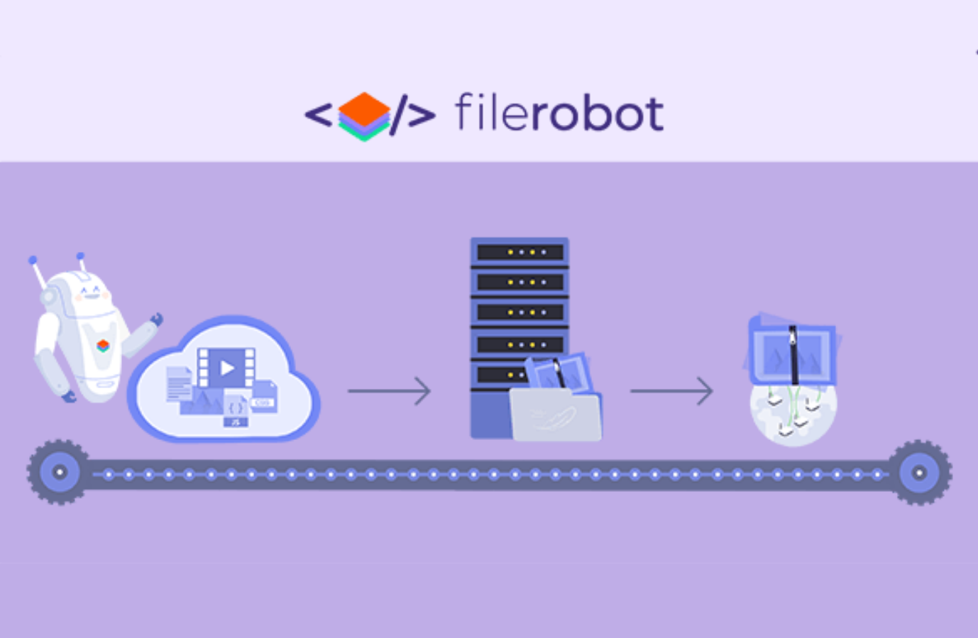 Announcement graphic for the launch of Filerobot Digital Asset Manager