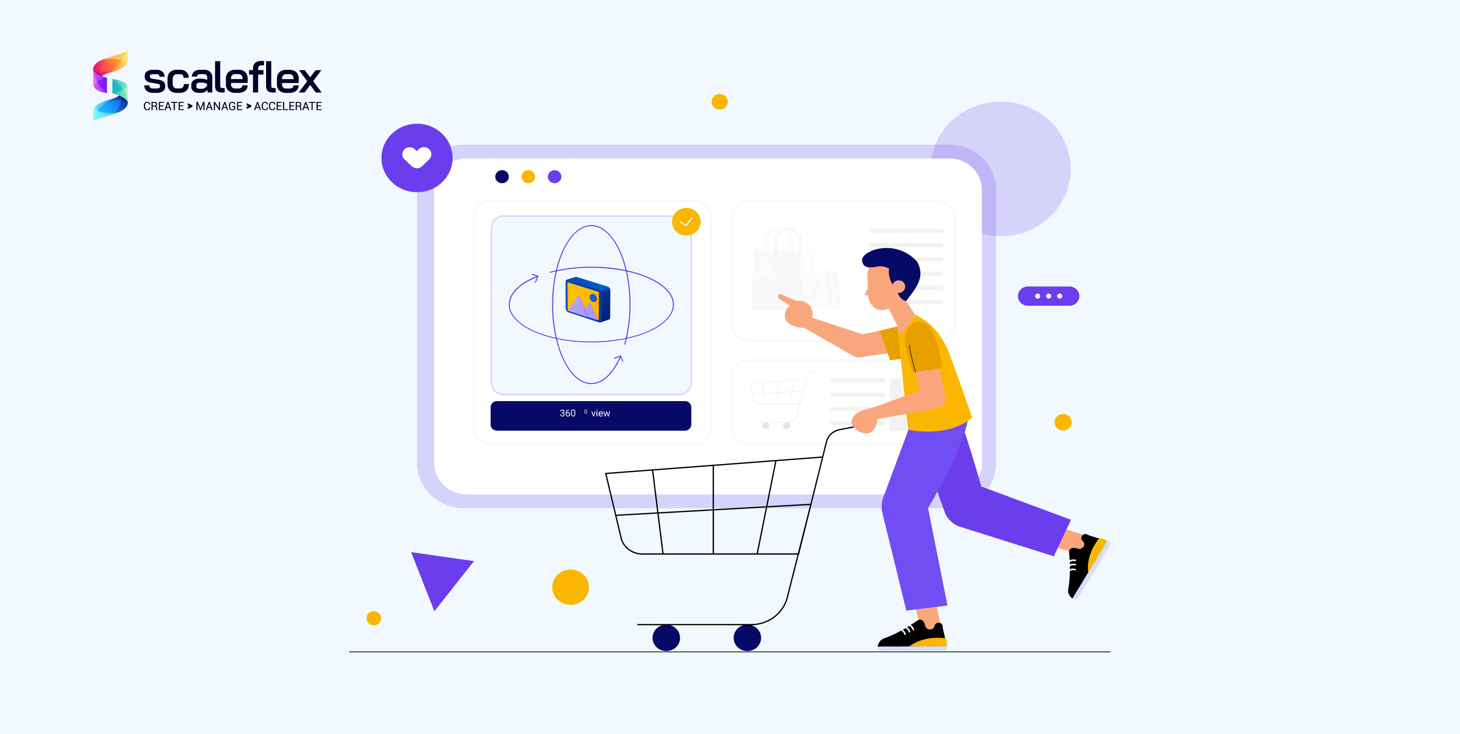 Illustration of a 360 degree product view boosting online sales