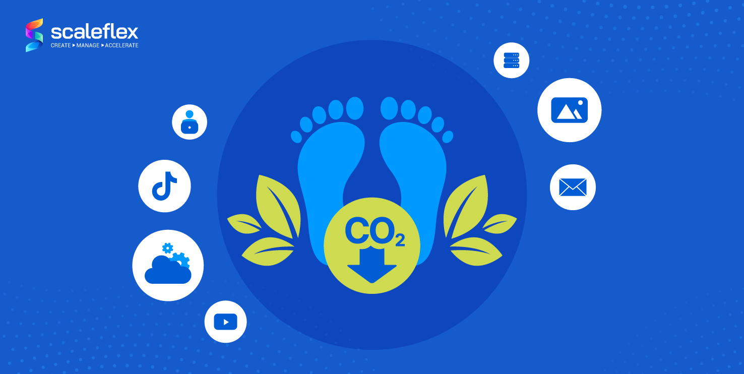 Green technology illustration representing digital carbon footprint reduction through media optimization