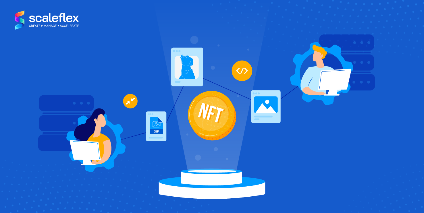 Graphic showing image optimization and CDN delivery speeding up NFT loading times