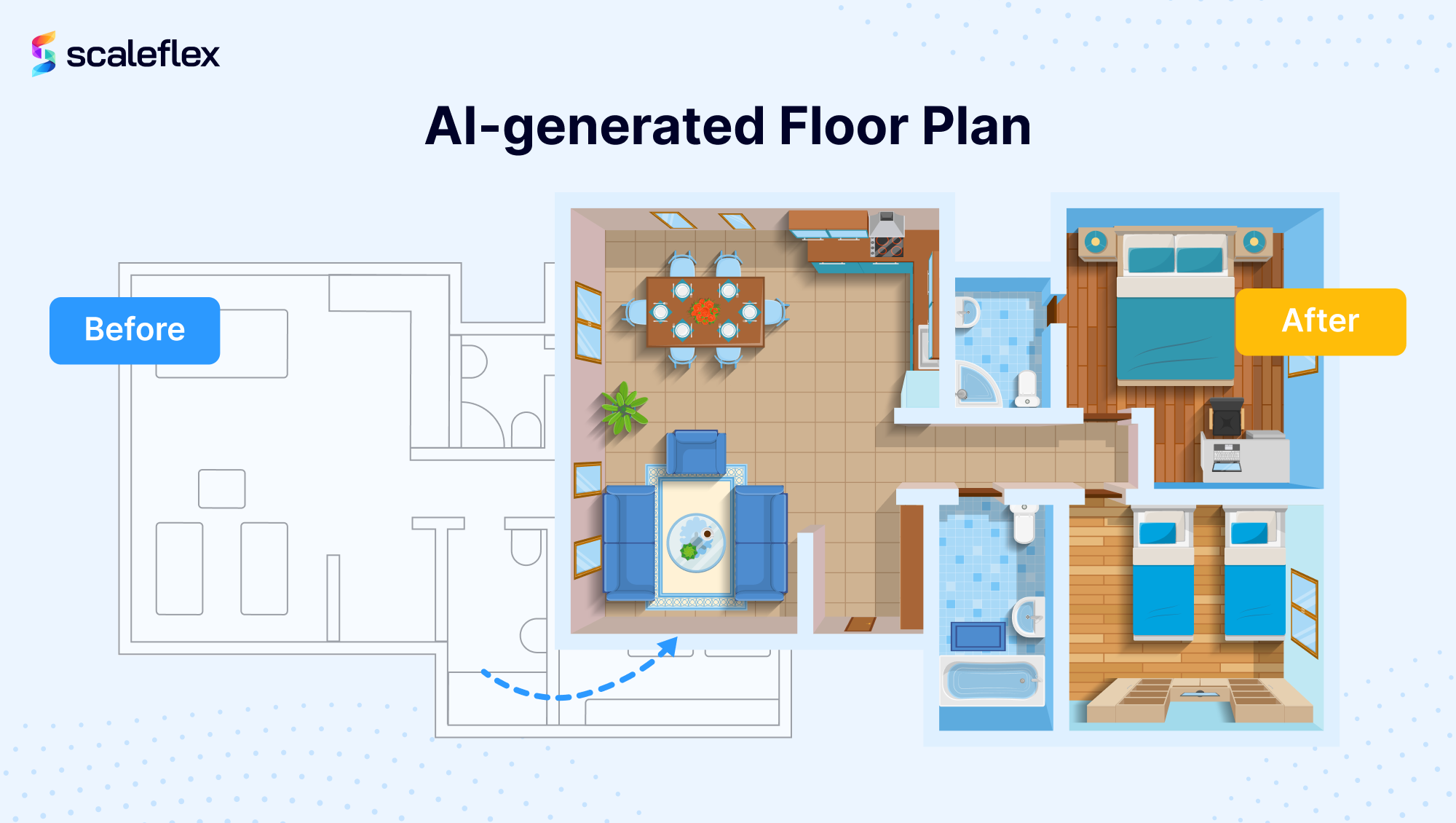 Before implementing AI detection, and after, with enriched data and objects detected and placed within the map to better visualize the space.
