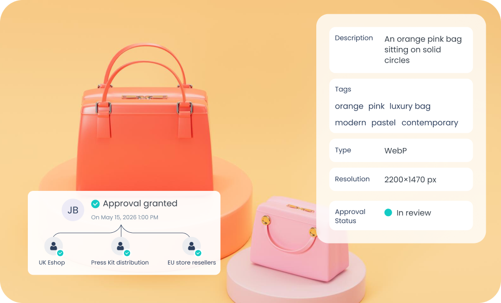 orange and pink handbags and digital asset management versions conrol box
