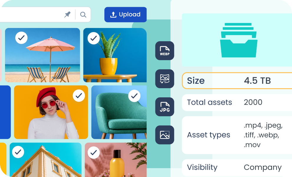 große Menge an Bildern in digital Asset management Plattform